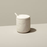 Akmens masės cukrinė su šaukšteliu Tam, smėlio spalvos