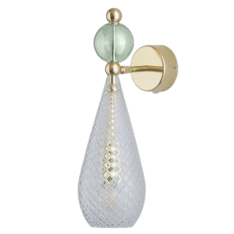 Sieninis šviestuvas Smykke Crystal with Forest Green Ball / Gold, ø12.5 cm