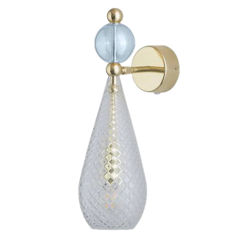 Sieninis šviestuvas Smykke Crystal with Topaz Blue Ball / Gold, ø12.5 cm
