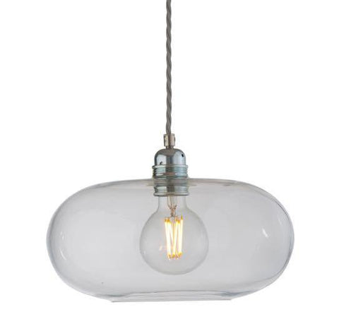 Horizon pendant lamp, Ø29cm, clear with silver